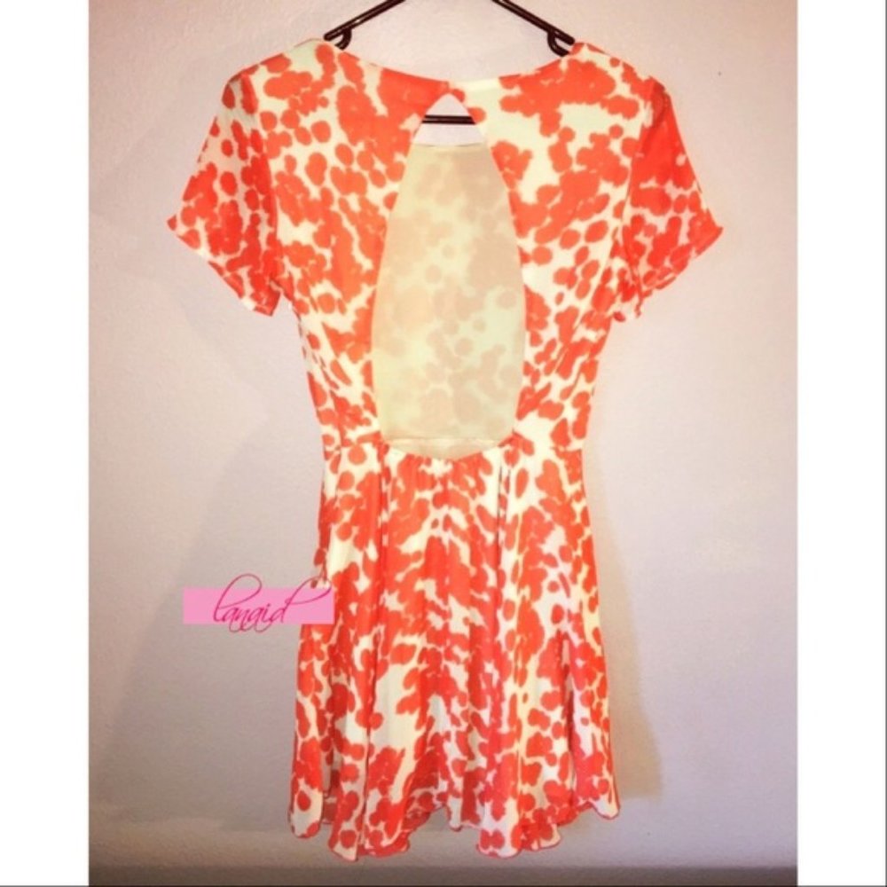 LF Open Back Cut-Out Cutout Backless Fit & Flare Skater Scuba Chiffon Mini Dress - Picture 3 of 5